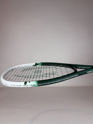 Harrow Concord Academy Vapor squash racket, close-up of the frame lettering (5)